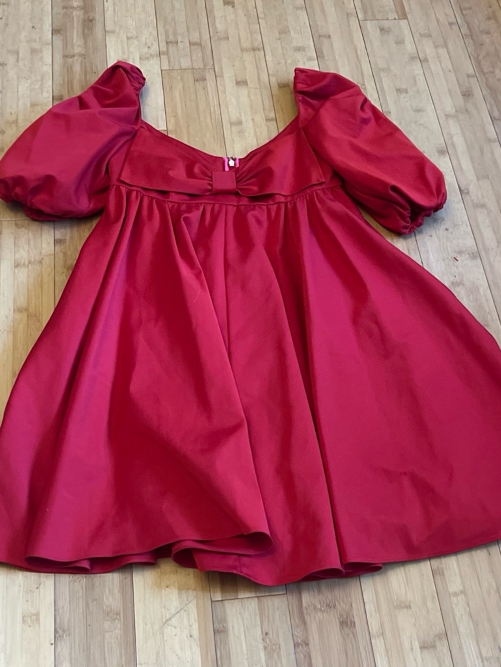 kate spade Red Puff-Sleeve Mini Dress